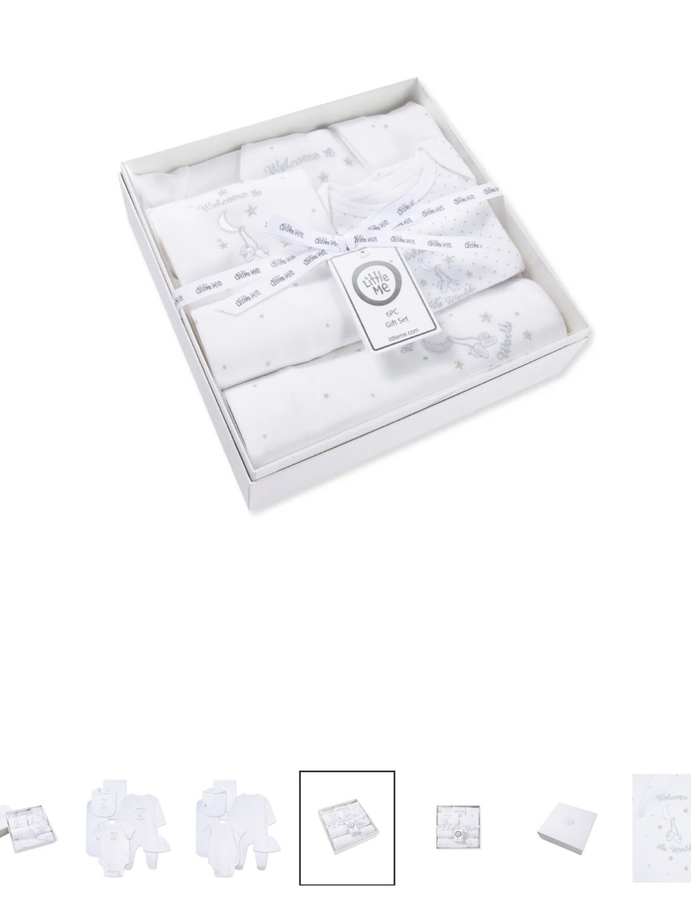 Little Me White and Gray Newborn Gift Set